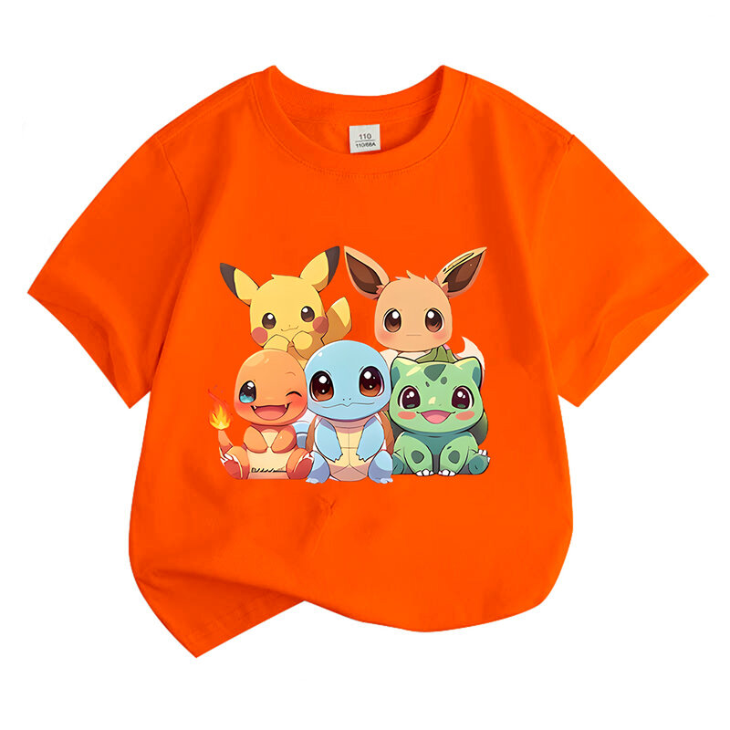 귀여운 작은 페카치 동물 티셔츠, 어린이 만화 동물 티셔츠, 소년 소녀, 어린이 의류, 애니메이션 반팔 티, 상의
