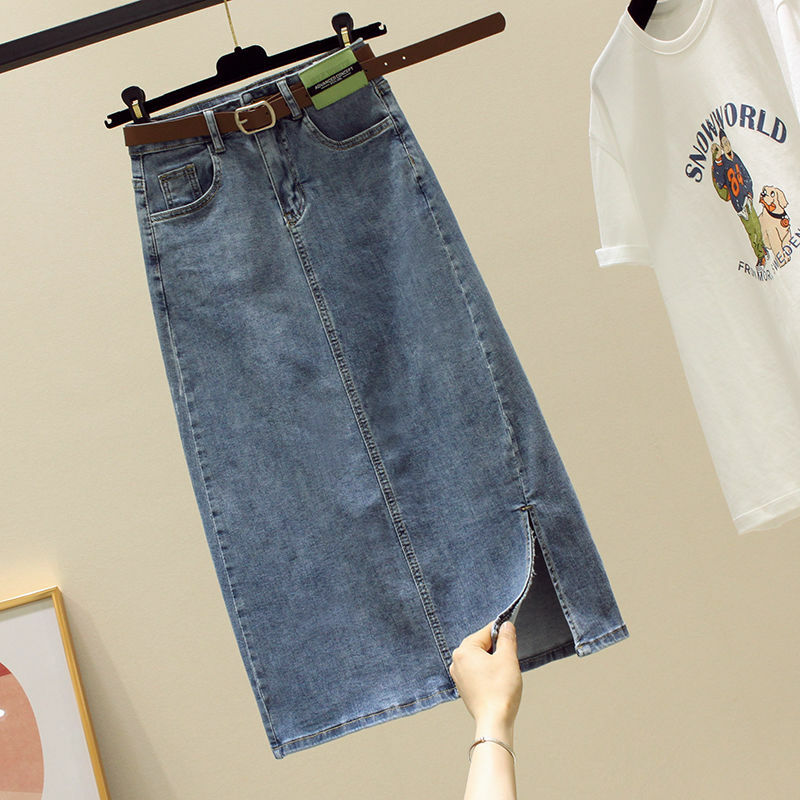 Roupa feminina de verão, camiseta de manga curta, saia jeans retrô de cintura alta, gola polo contrastante, novo nicho, conjunto de 2 peças, 2023