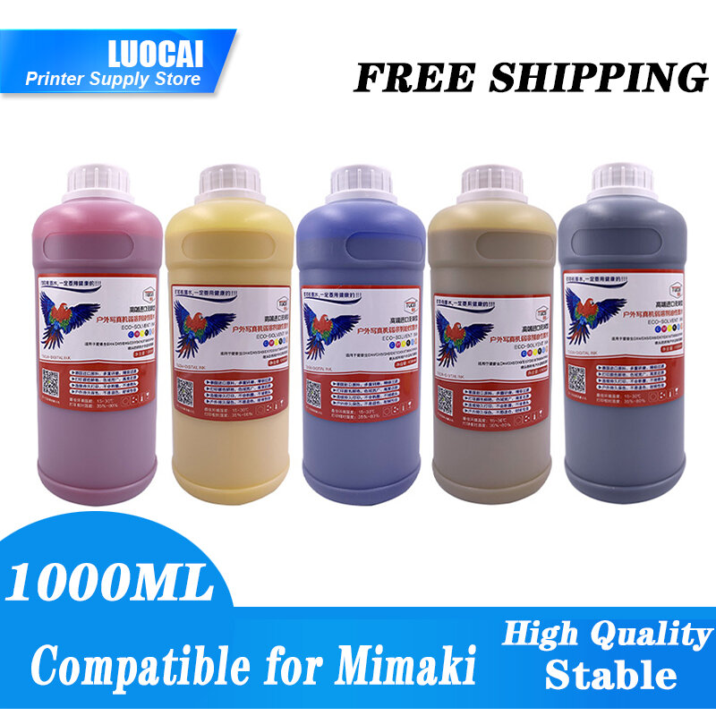 1000ML de tinta Eco-solvente para Epson DX4 DX5 DX6 DX7 DX10 XP600 cabezal de impresión para Mimaki JV33 JV34 CJV300 JV3 JV5 CJV150 CJV160 CJV30