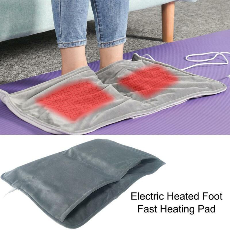 Aquecedor elétrico aquecido de pés de veludo para mulheres, aquecedor USB, almofada de aquecimento para a pele, tapete macio térmico doméstico confortável, inverno