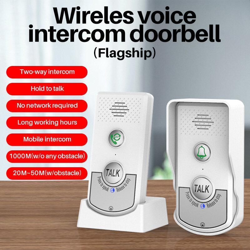 Intercomunicador inalámbrico para puerta de larga distancia, 2,4G, Audio bidireccional, emisor y receptor de voz para Hospital y Hotel