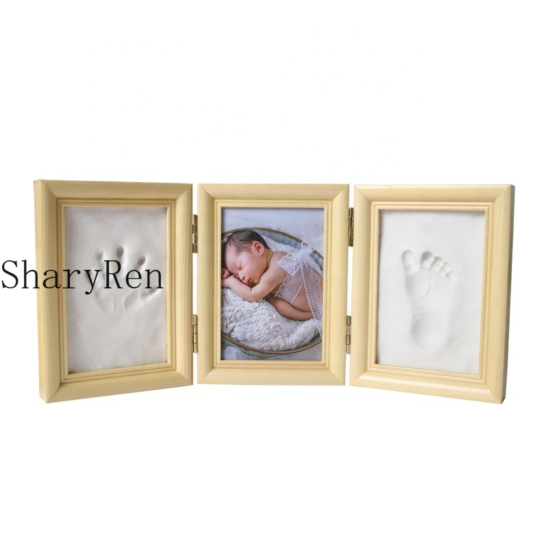 Newborns photo frame molds bebê 3d diy macio argila inkpad handprint pegada crianças lembranças requintadas fundição para decoração de casa
