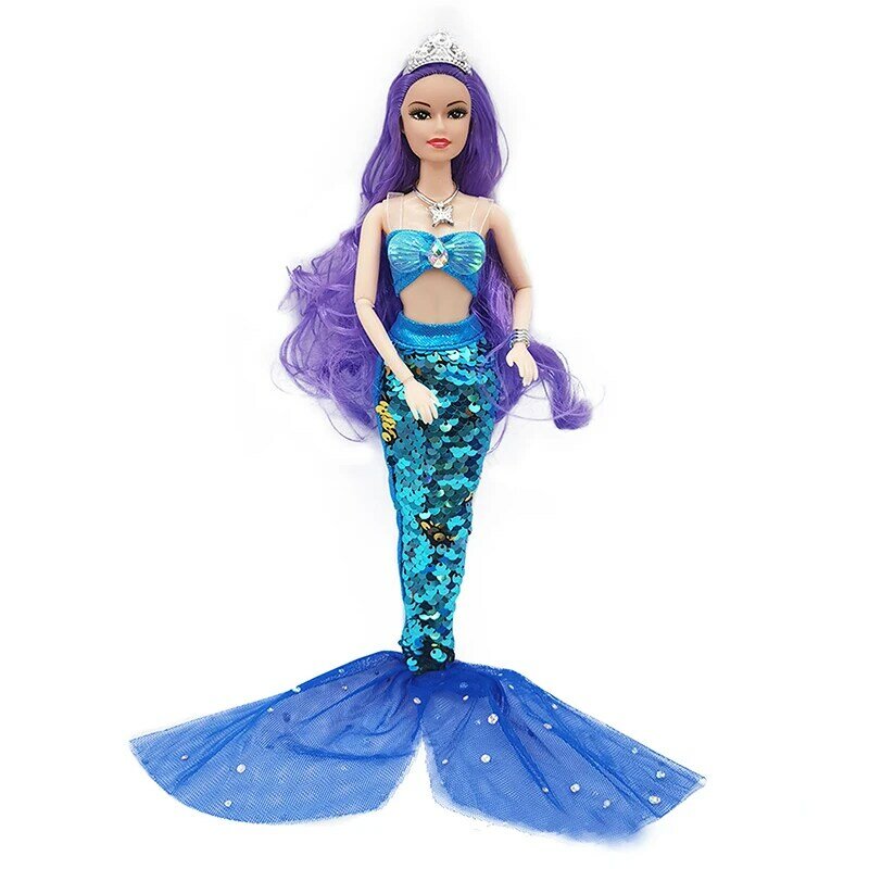 30cm BJD 11 Jointed Mermaid Doll Set Sequin Fishtail Skirt Fashion Outfits Girls Princess Doll Girls DIY Dress Up Toys Gift