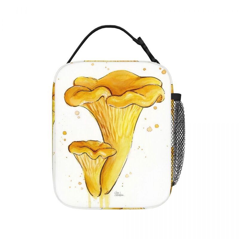 Chanterelle Art Watercolor Lunch Bags Insulated Lunch Tote Portable Thermal Bag Leakproof Picnic Bags for Woman Work Children