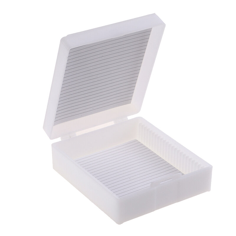 Plastic Microscope Glass Slide Box 25pcs Biological Slices Storage Case Holder