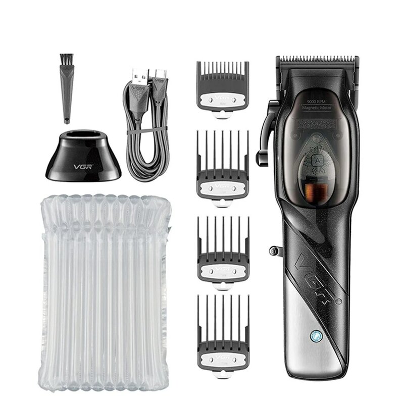 VGR002 9000RPM Magnetic Motor Salon Hair Cut Machine Cordless Rechargeable Professional Hair Clipper for Men