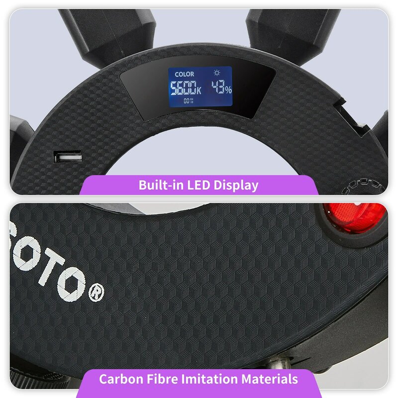 Двухцветная 150 Вт восемь лампочек Звездное освещение из углеродного волокна управление через приложение для телефона Регулируемая яркость 3200K-5600K фотография
