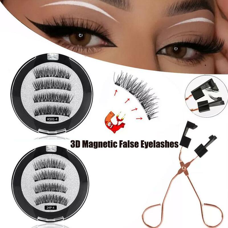 Cílios magnéticos 3d com 4 ou 5 ímãs, acessórios de maquiagem artesanal, vison, reutilizável, estendido, olho, j8y5