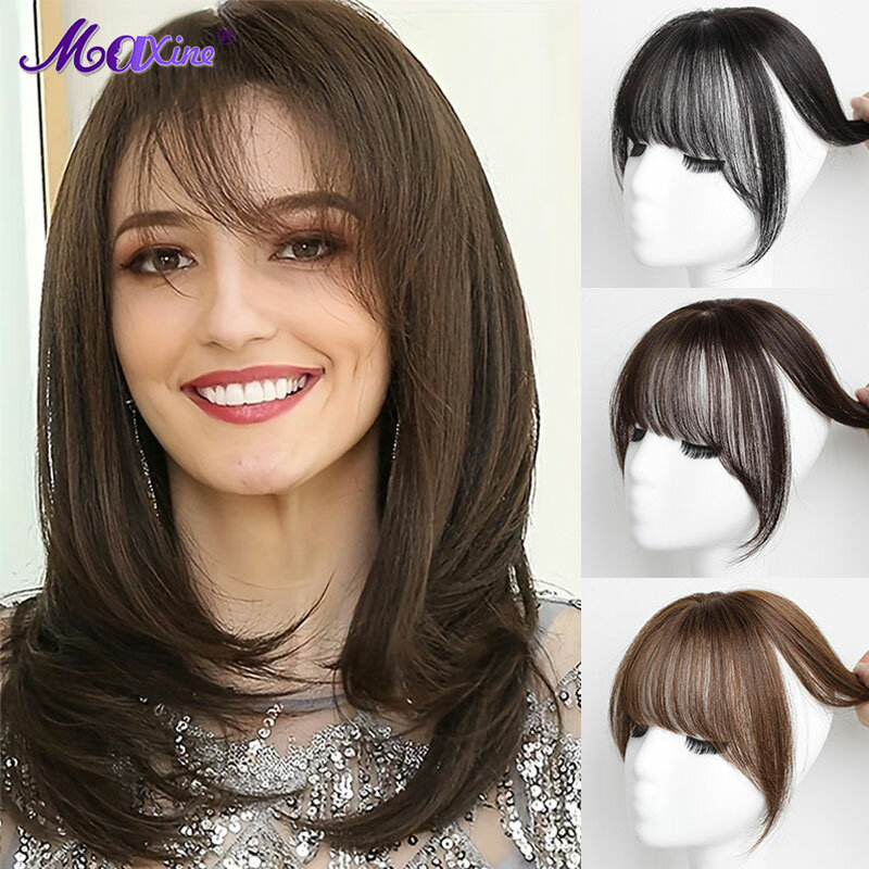 Maxine cabelo topper peruca para mulheres, extensão franja clip-in, franja falsa natural, peruca de clitóris invisível, 360