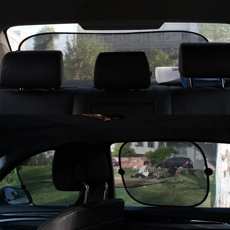 1Set Black Side Windscreen UV Protection Interior Car Sun Shades Reflector Sunshades Cover Mesh Visor