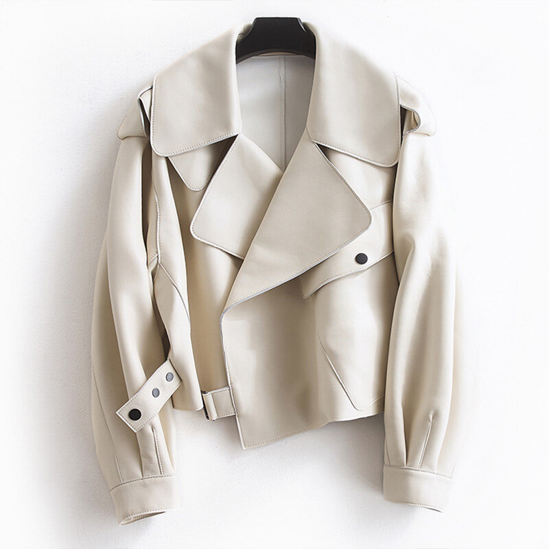 FMFSSOM 여성용 짧은 인조 가죽 재킷, 싱글 단추 블랙 모토 바이커 방풍 코트, 따뜻한 턴 다운 칼라 아우터, 2024 용수철