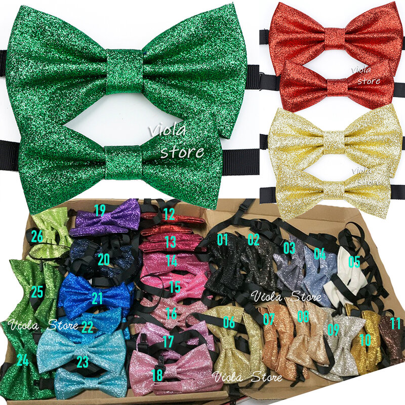 Conjunto de gravata borboleta brilhante para homens, borboleta dourada brilhante para pais e filhos, acessório de cosplay de casamento, presente de Natal