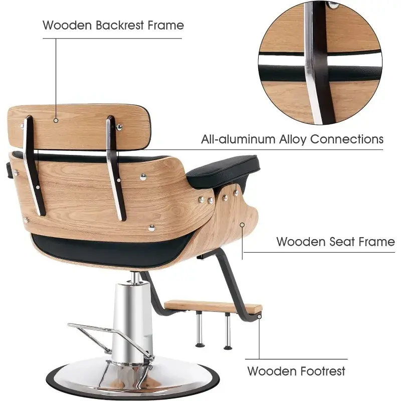 Wygięta drewniana krzesło do salonu hydrauliczny fotel fryzjerski ścinanie włosów sprzęt do stylizacji Spa