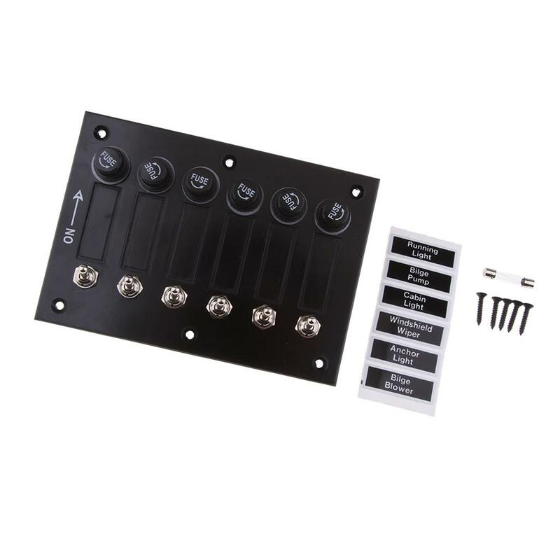 6 Gang Fused Marine Switch Panel for Boats Rv's 12 Switch Panel