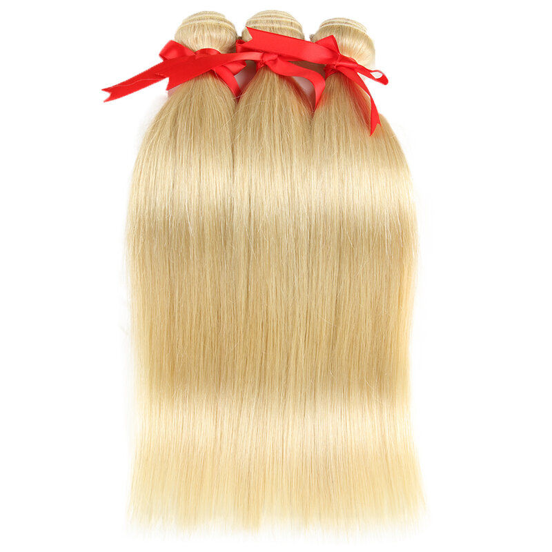 Eleganckie 613 włosy ludzkie w kolorze blond wiązki 26 Cal doczepy typu Body Wave uzupełnienia z włosów brazylijskich pojedynczych wiązek proste doczepiane włosy