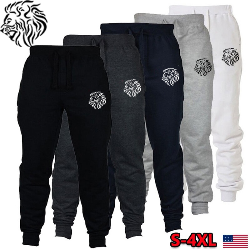New Men Trousers Fitness Sweatpants  Lovely Lion Print Casual Pants Soft Sports Pants Jogging Pants Plus Size S-4XL