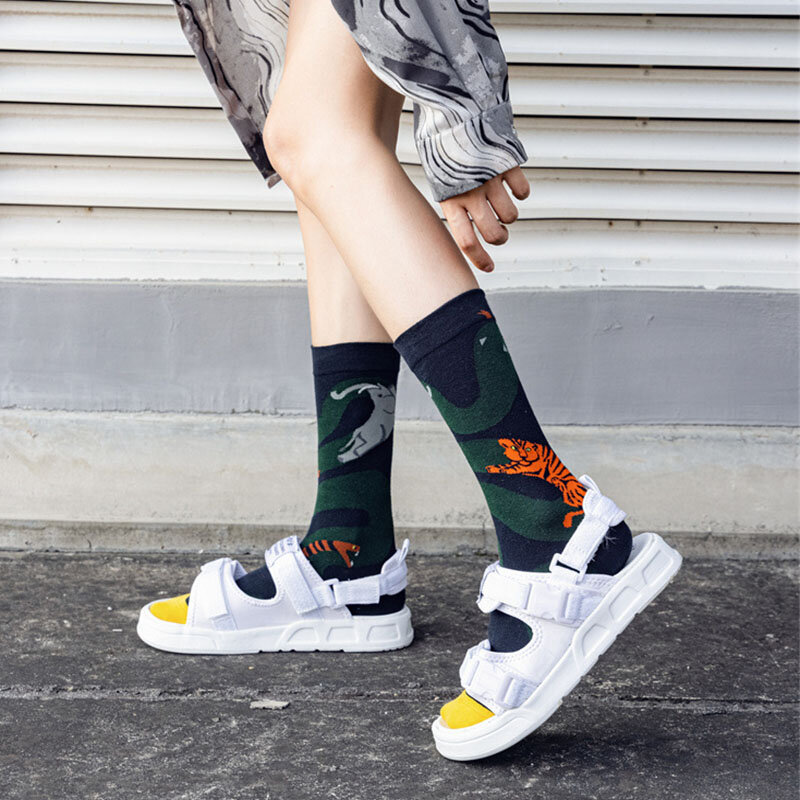 Новые мужские носки для рисования маслом, роскошные хлопковые носки в стиле ретро с абстрактным рисунком
