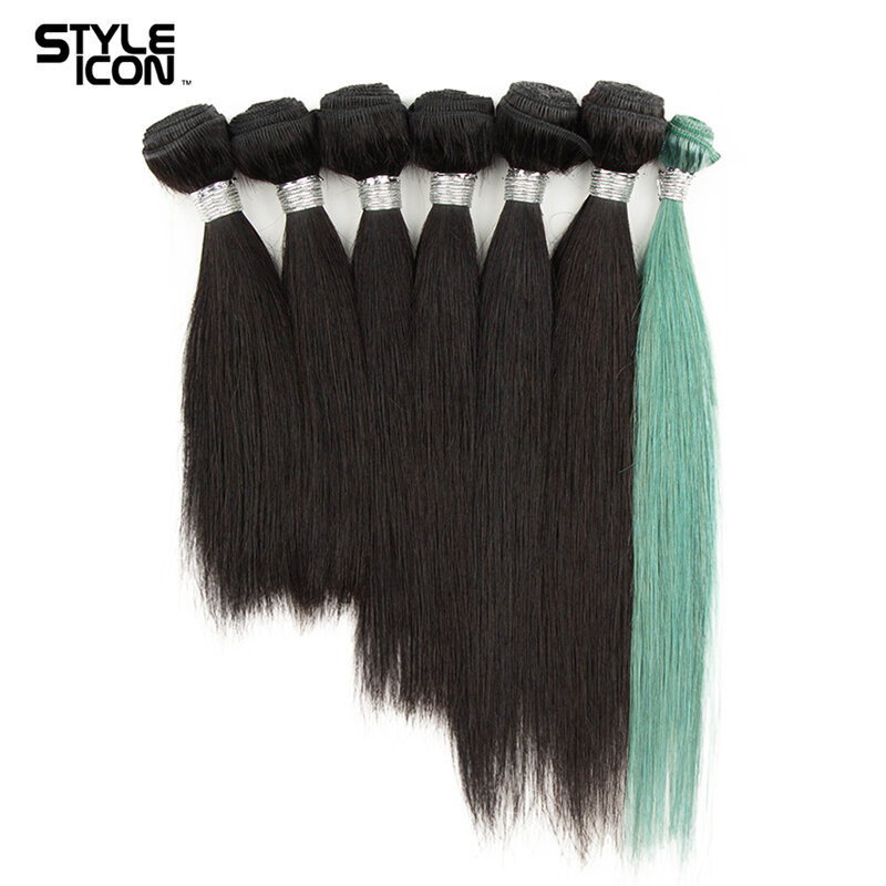 Styleicon Straight Hair Bundles 6 pieces Plus one Colorful Pieces Made One Full Thick Straight Bob Wig Wholesale Price
