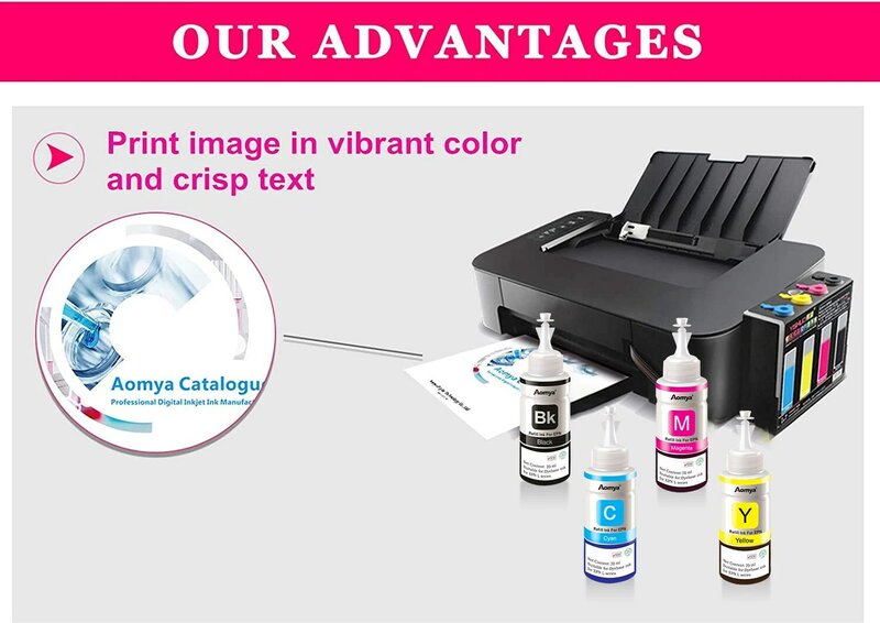 Recambio de tinta para impresora Epson L100, L110, L210, L120, L220, L310, L355, L362, L366, L365, L380, L486, L800, L805, L810, ET-2650, 4 colores, 664