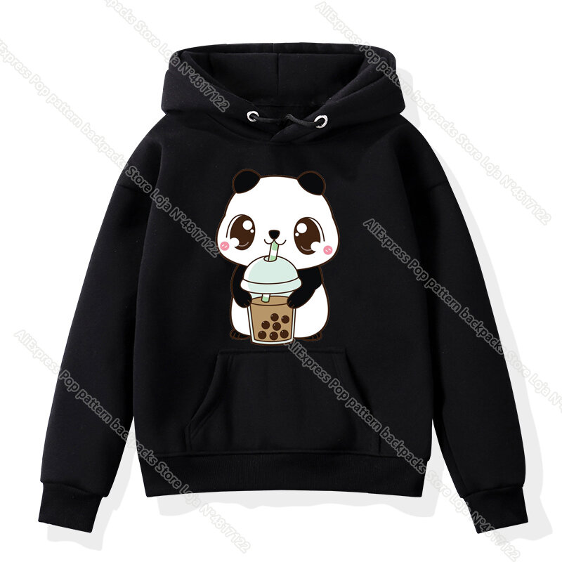 Children The Cute Corgi Panda Cat Drinks Milk Tea Hoodies Kids Toddler Baby Kawaii Cartoon Anime Harajuku Sweatshirts Girl Tops
