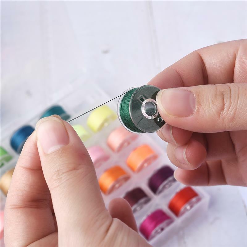 Juego de bobinas de hilo de poliéster para máquina de coser, accesorios de costura con caja de almacenamiento, 25/20 colores