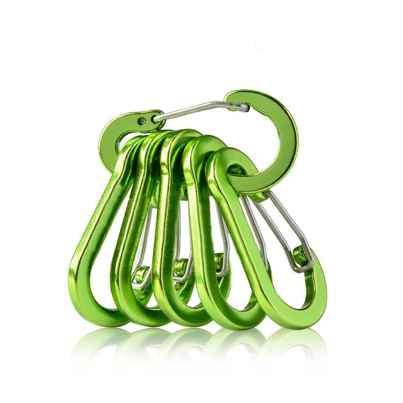 ALASICKA 6pcs Fishing CC1 Steel Small Carabiner Clips Outdoor Camping Multitools Fishing Accessories Gourd Wire Hook Carabiner