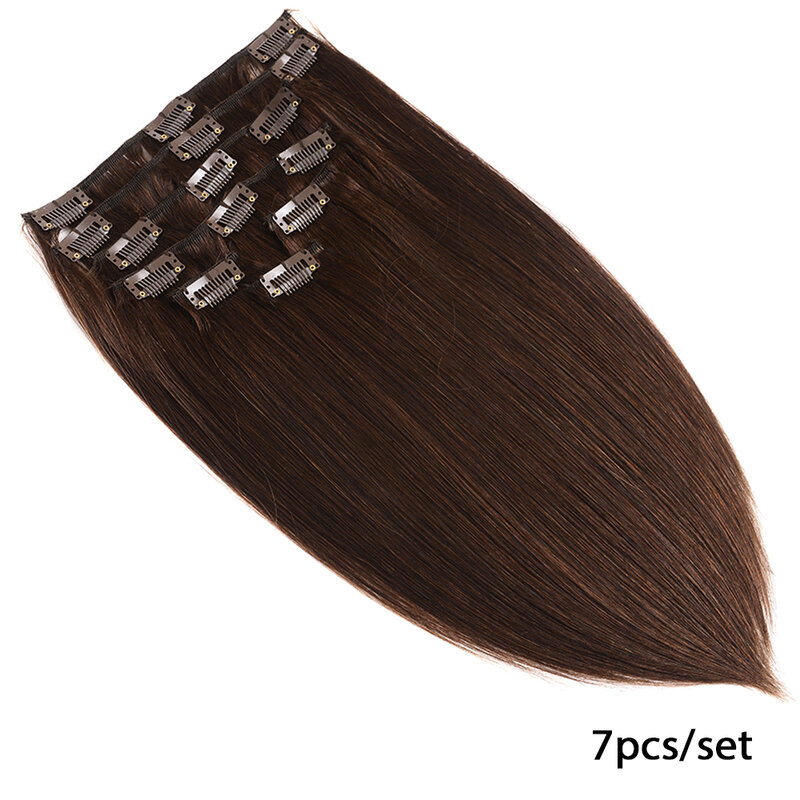 Doreen-extensiones de cabello humano, pelo liso 100% grueso, corto, doble trama, Europeo, 7 piezas, 10, 12, 14, 16