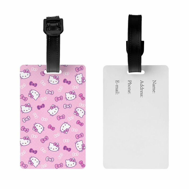 Label bagasi kustom Sanrio Hello Kitty untuk koper mode Tag bagasi penutup privasi Label ID