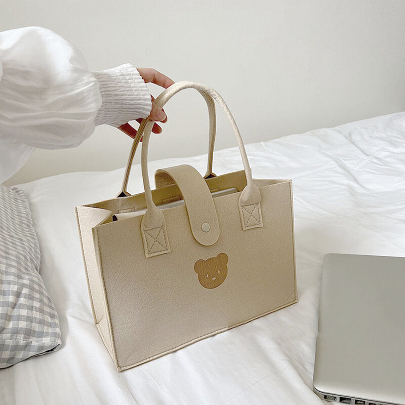New Creative Bear Pattern Tote Bag borse per la spesa multifunzione in feltro per la spesa borsa regalo di grande capacità con borsa portaoggetti con manico
