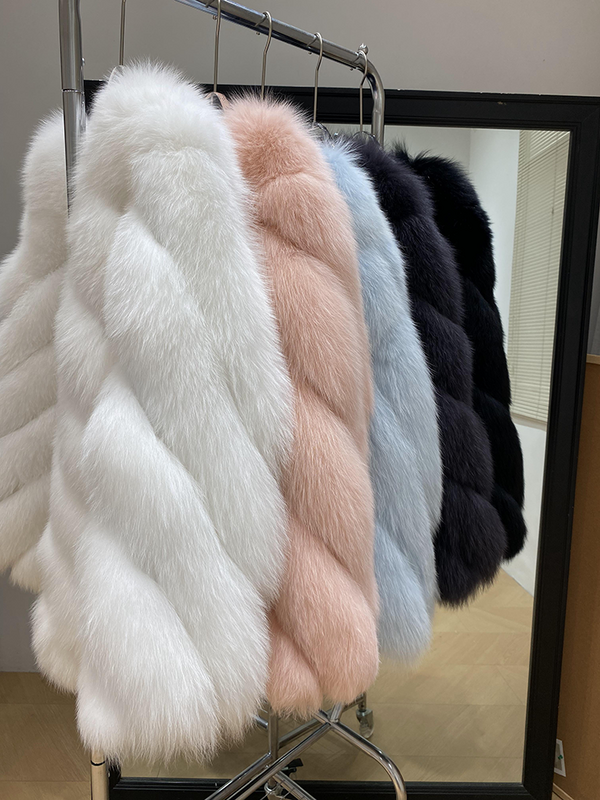 Furshey-Casaco Real Fox Fur para Mulheres, Casaco De Pele Natural, Casaco De Luxo, Sobretudo Grosso, Streetwear Quente, Moda Feminina, Inverno