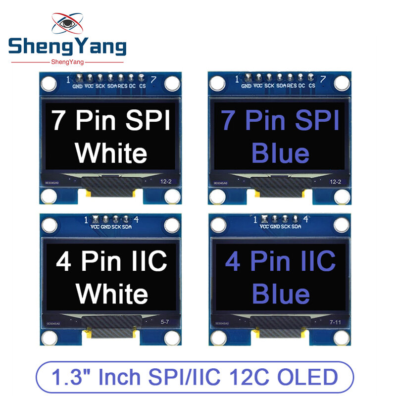 OLED LCD LED وحدة العرض ، 1.3 بوصة ، أبيض ، أزرق ، 128x64SPI ، IIC ، I2C ، التواصل اللون ، 1.3"