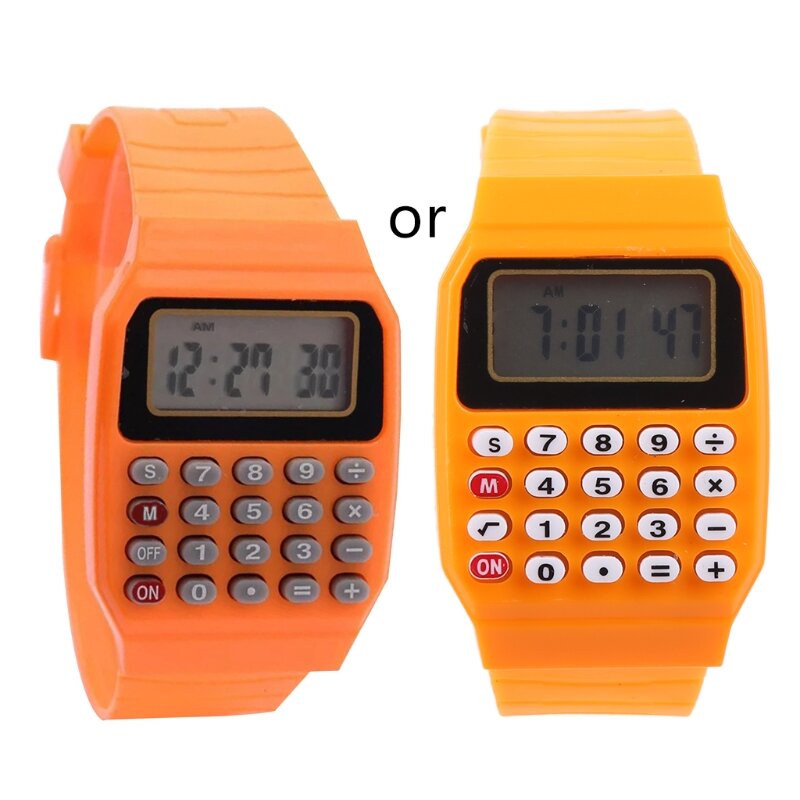 Детские многофункциональные наручные часы Fad с силиконовым датчиком и электронным калькулятором