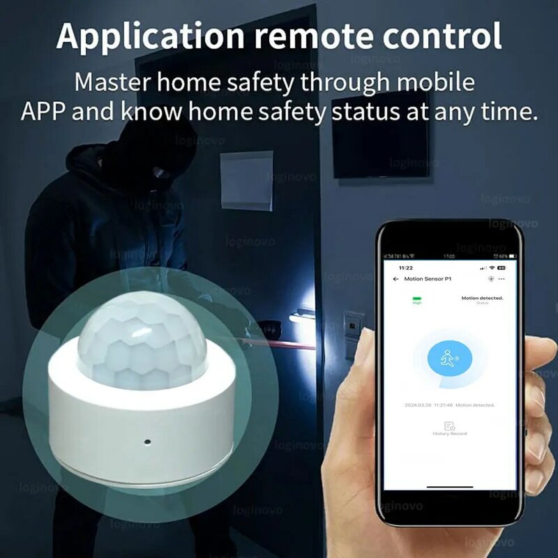 Zigbee-Mini Sensor de Movimento Humano para Casa Inteligente, Detector Infravermelho PIR, Segurança Smart Life, Alexa, Google 2Mqtt Alice