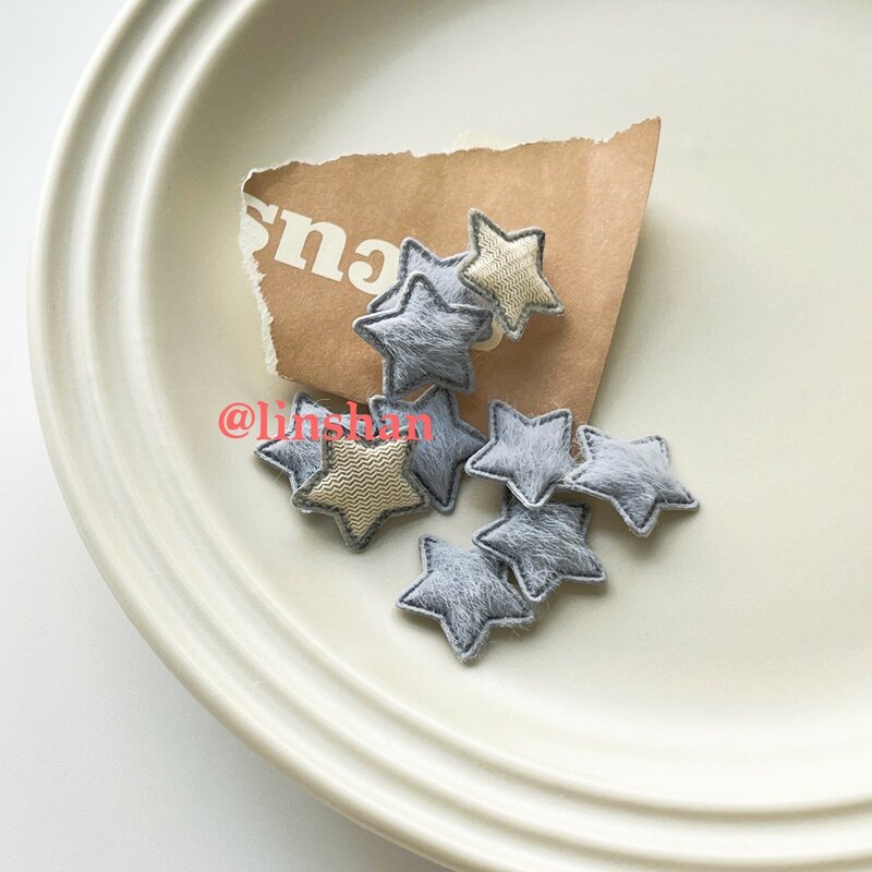Mini parche de cinco estrellas en relieve ultrasónico, 50 piezas, 2cm, pegatina de flor de estrella hecha a mano, accesorios para el cabello