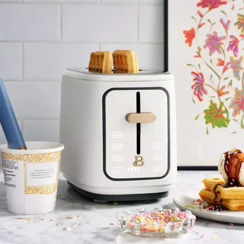 HAOYUNMA 2 plasterek tostera z ekranem dotykowym, biały lukier przez Drew Barrymore wielofunkcyjny urządzenie śniadaniowe