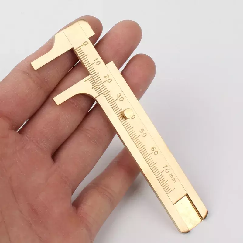 Penggaris geser kuningan Mini 80/100mm meteran Caliper Vernier logam skala ganda perlengkapan pengukur presisi mikrometer