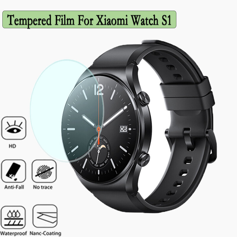 Vidro Temperado para Xiaomi Watch, Filme Protetor de Tela Relógio Inteligente, Capa S1, Assista Acessórios, 2 PCs, 4 PCs, 6PCs