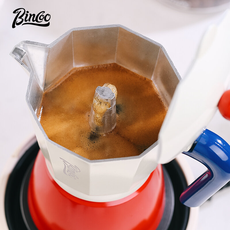 BINCOO Colorful Moka Pot Coffee Maker Single Pressure Valve Italian Hand Brewed Coffee Pot Set Small Household 3 Cups 6Cups