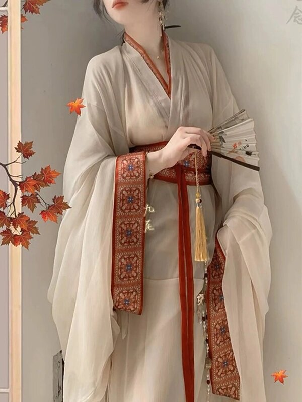 Женский халат Hanfu, Восстановленный с высоким прямым шлейфом, большой и великолепный, для весны и осени