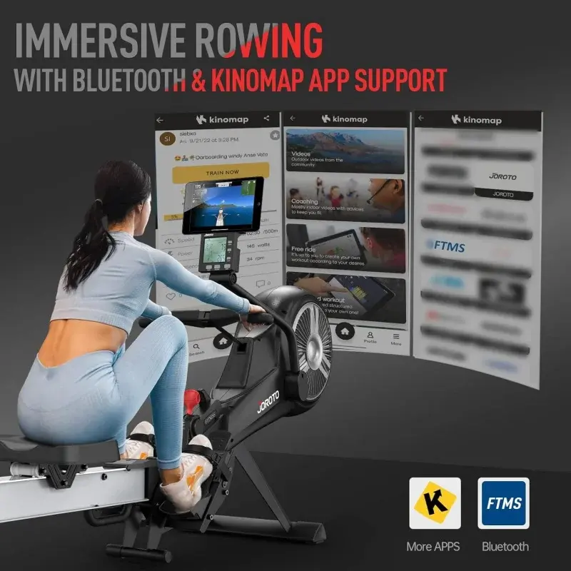 JOROTO Rowing Machine - Air & Magnetic Resistance Rowing Machines for Home Use, Commercial Grade Foldable Rower Machine with