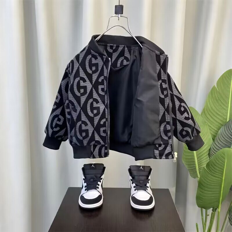 Kids Boys' Coat Spring and Autumn New Fashionable Baby Casual Jacket Top Children's Cool and Handsome Baseball Jersey