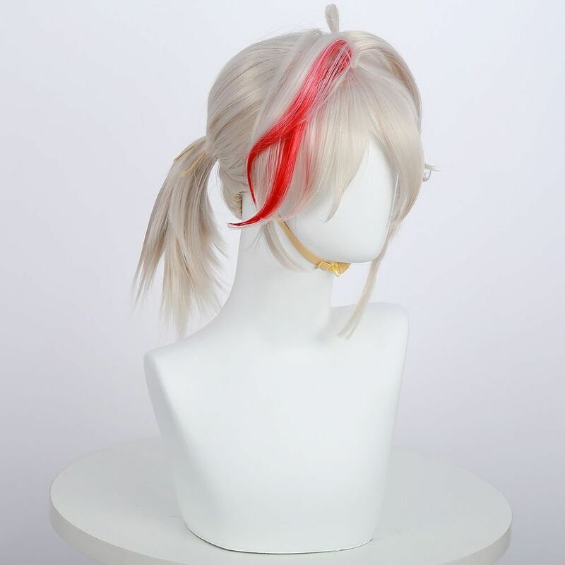 Wig sintetik serat suhu tinggi cosplay sorot merah putih Anime rambut palsu Pelucas penggunaan pesta sehari-hari