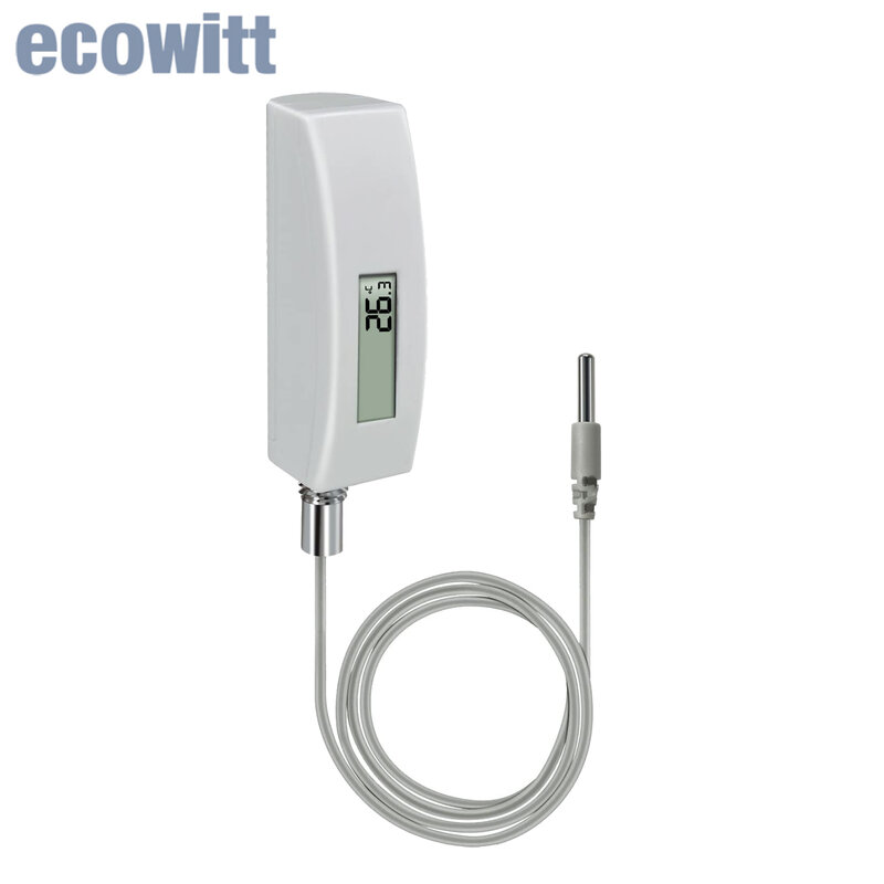 Ecowitt WN34L Termometer Kolam Renang Digital dengan Tampilan LCD, Sensor Suhu Air Tahan Air, Mudah Dipasang, Sensor Kabel 10 Kaki