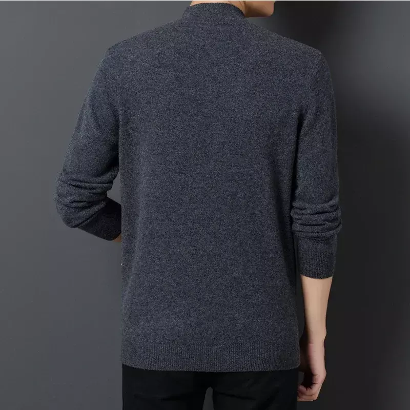 Suéter cálido y cómodo de manga larga para hombre, jersey de cuello alto, Tops de punto, 2023