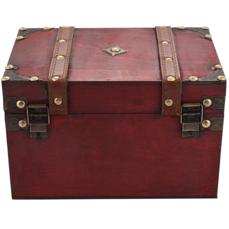 Cofre del Tesoro Retro, caja de almacenamiento de madera Vintage, organizador de joyas de estilo antiguo, caja de baratijas grande
