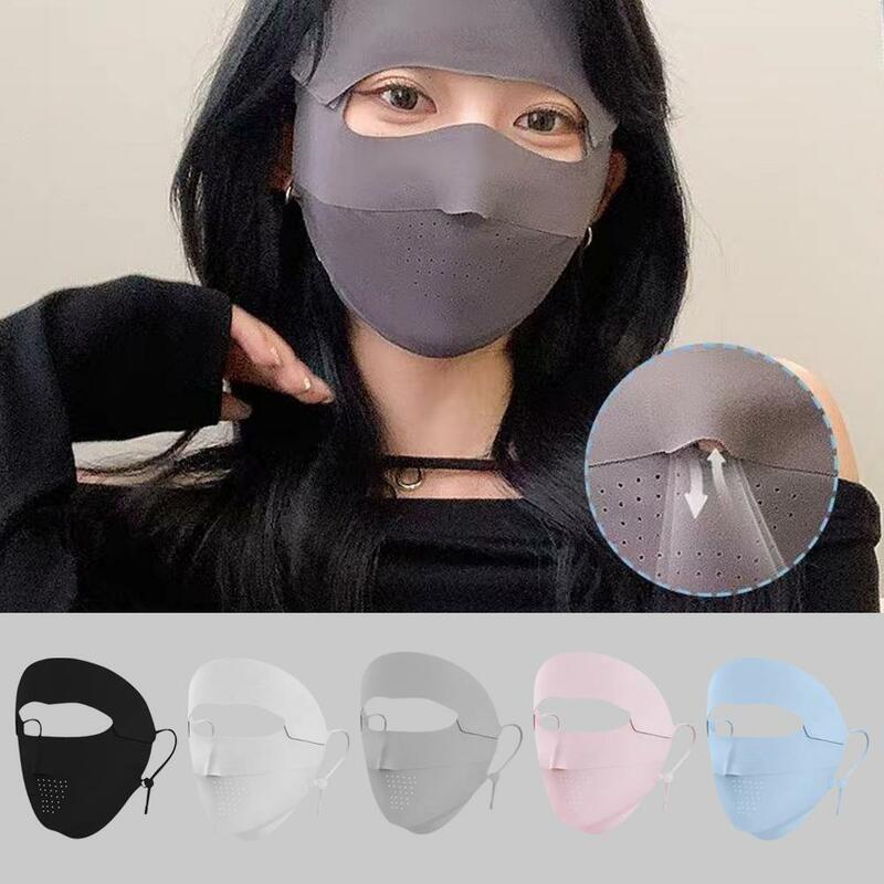 Letnia lodowy jedwab maska przeciwsłoneczna zewnętrzna maska anty-UV jazda na rowerze oddychająca osłona przeciwpyłowa kobiety dziewczęta wisząca maska na uszy