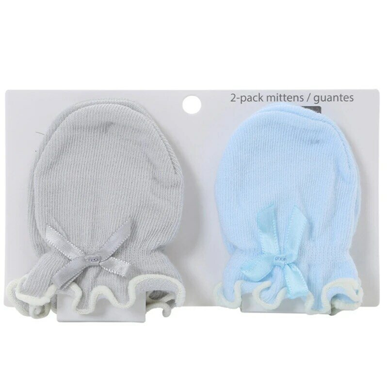 2 คู่เด็ก Anti Scratching Soft Cotton ถุงมือ ทารกแรกเกิดสำหรับป้องกัน Face Scra