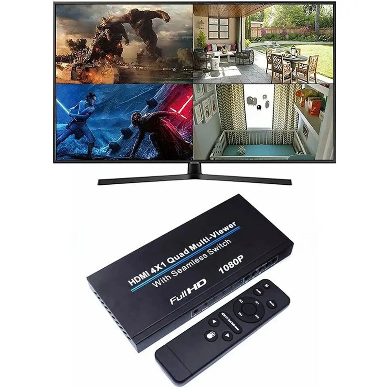 Multi-Channel Video Multiplexer, 4x1 HDMI Multiviewer, Quad Screen Splitter, interruptor sem emenda, apto para DVD, TV Box, câmera, PC