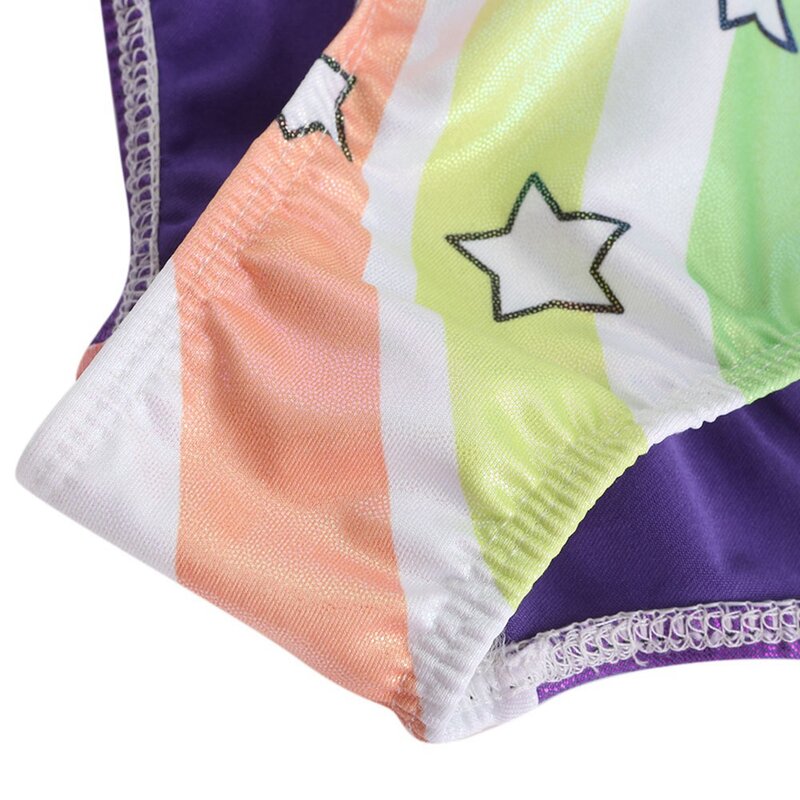 Body da ginnastica per ragazze 5-14 anni Sparkly One Piece Stripe Star Print Athletic senza maniche Dancewear body Activewear