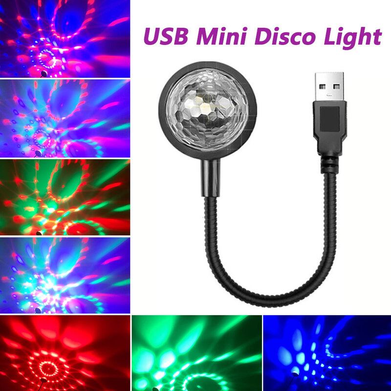 Mini boule Disco RGB multicolore, USB, lumière stroboscopique magique, éclairage DJ pour fête, son, Auto, voiture, atmosphère, décoration de salle